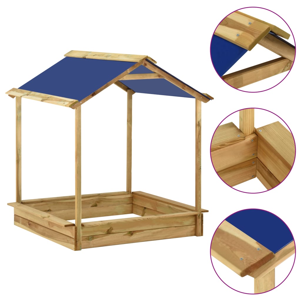 Speelhuis SH3 Blauw met zandbak geïmpregneerd grenenhout (128x120x145 cm)